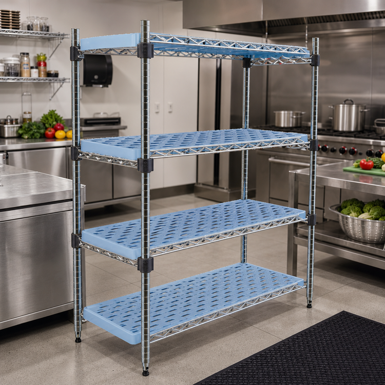 Product image #2 for QuadPlus Louvered Polymer Shelf Mat with Quad-Adjust Wire Frame, 60 x 18 Inches