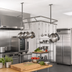 Thumbnail image #2 for John Boos Ceiling-Mounted Double-Bar Stainless Steel Pot Rack with 10 Double Hooks