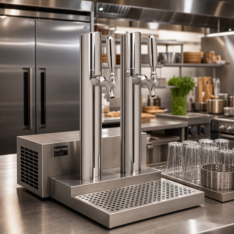 Product image #2 for Skyline 2-Faucet Countertop Glycol-Cooled Draft Beer Station with Kool-Rite Module, Polished Stainless Steel