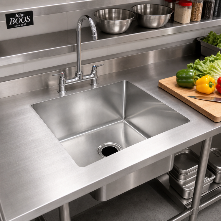 Product image #2 for John Boos Weld-In Undermount 1-Compartment Stainless Steel Sink Bowl, 18 x 24 x 12 Inches