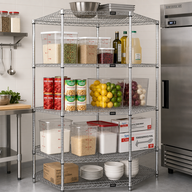 Product image #2 for Quantum WR74-1836CRNC 36 Inches x 18 Inches Wire Shelving Starter Kit — 4-Shelf 5-Sided Chrome (Knocked Down)