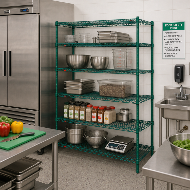 Product image #3 for Metro Super Erecta Add-On Wire Shelving Unit, 42W x 24D x 74H, 5 Shelves, Metroseal 3 Green