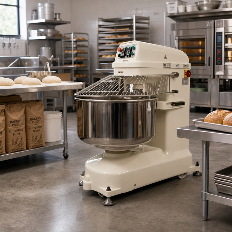 Product image #2 for BakeryXpress Floor Model Spiral Mixer with 84 Qt Bowl and 110 lb Dough Capacity