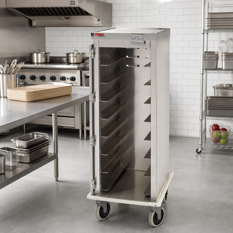 Product image #2 for Cambro ProServe 8-Tray Single-Door Stainless Steel Meal Delivery Cart for 15 x 20 Trays