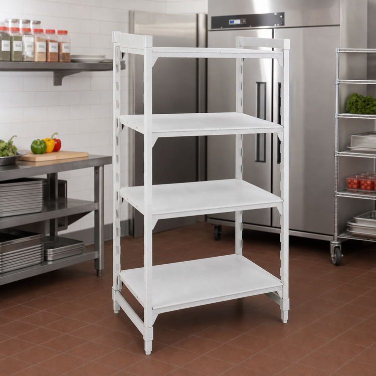 Product image #2 for Cambro Camshelving Premium 4-Shelf Solid Stationary Starter Unit, 18 x 42 x 64 Inches, Speckled Gray