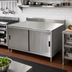 Thumbnail image #2 for BK Resources Stainless Steel Chef Table Cabinet Base with Sliding Doors, 48 x 36 x 39-3/4 Inches, 5-Inch Back Riser