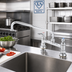 Thumbnail image #2 for T&S Brass 8-Inch Adjustable Center Deck Mount Mixing Faucet with 6-Inch Swing Nozzle and Lever Handles