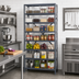 Thumbnail image #2 for Quantum Heavy-Duty Stationary Wire Shelving Unit with 8 Shelves and 28 Clear Bins, 36 x 12 x 75 Inches