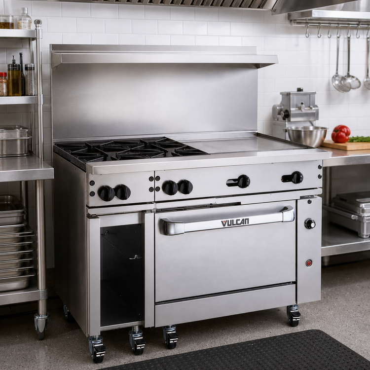 Product image #2 for Vulcan Endurance 48-Inch Commercial Gas Restaurant Range with 2 Burners, 36-Inch Griddle, and Standard Oven
