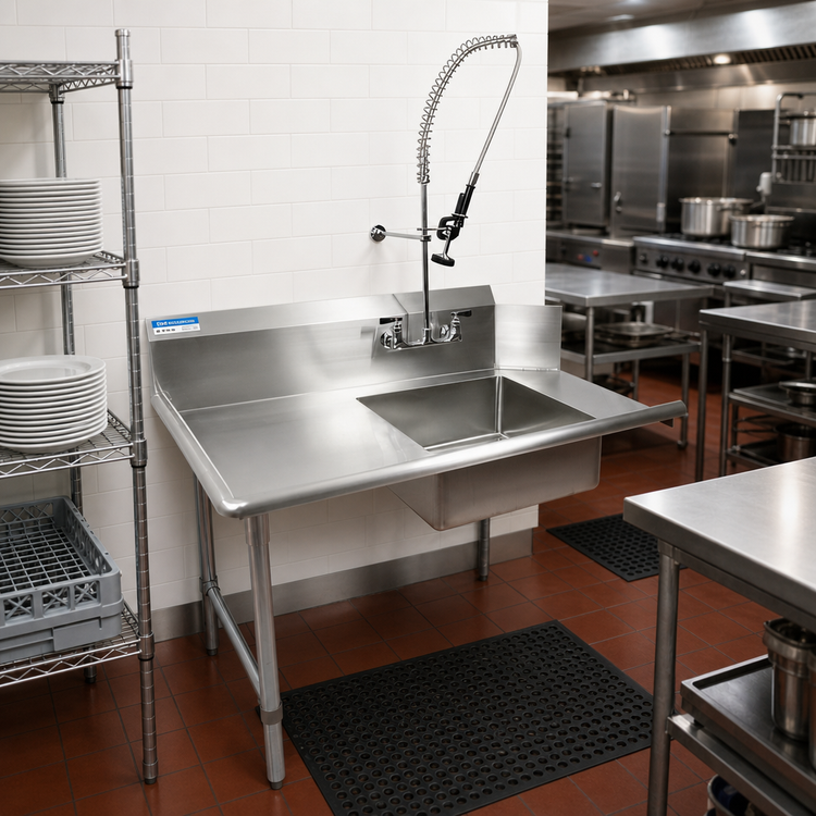Product image #2 for BK Resources 36 Inch Left-to-Right Straight Soiled Dish Table with Pre-Rinse Sink and 10 Inch Backsplash