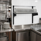 Thumbnail image #2 for Cambro Camshelving® Elevation EWSDRYA1848480 Wall-Mounted Add-On Plate Rack, 18 x 48 Inches, 28 Drying Slots, Speckled Gray