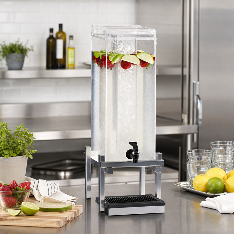 Product image #2 for Cal-Mil One by One Single 3 Gallon Acrylic Beverage Dispenser with Ice Chamber and Drip Tray