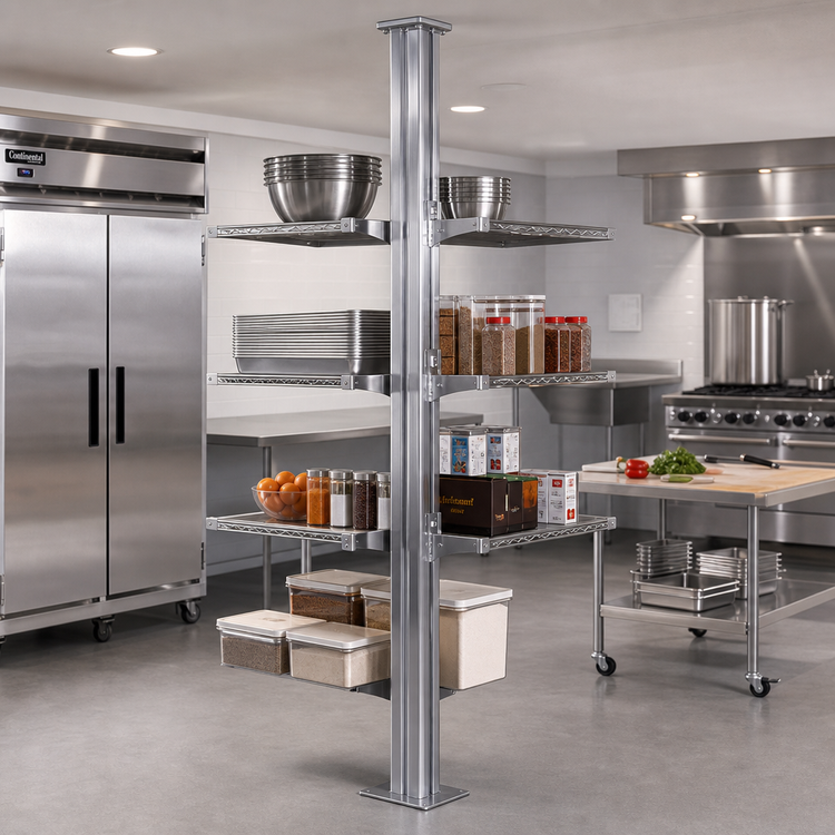Product image #2 for Eagle Back-To-Back Stainless Steel Floor-To-Ceiling Cantilever Shelving Upright, 72 Inch