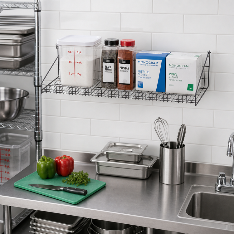 Product image #2 for Metro SmartWall 36-Inch x 18-Inch Wall-Mounted Grid Shelf with Retaining Edge