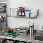 Thumbnail image #2 for Metro SmartWall GS1836K4 Wall-Mounted Steel Grid Shelf, 36 x 18 Inches, with 2-Inch Retaining Edge, Gray Epoxy Finish