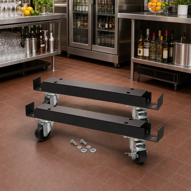 Product image #2 for Back Bar Cooler Channel Bar Set with Wheels