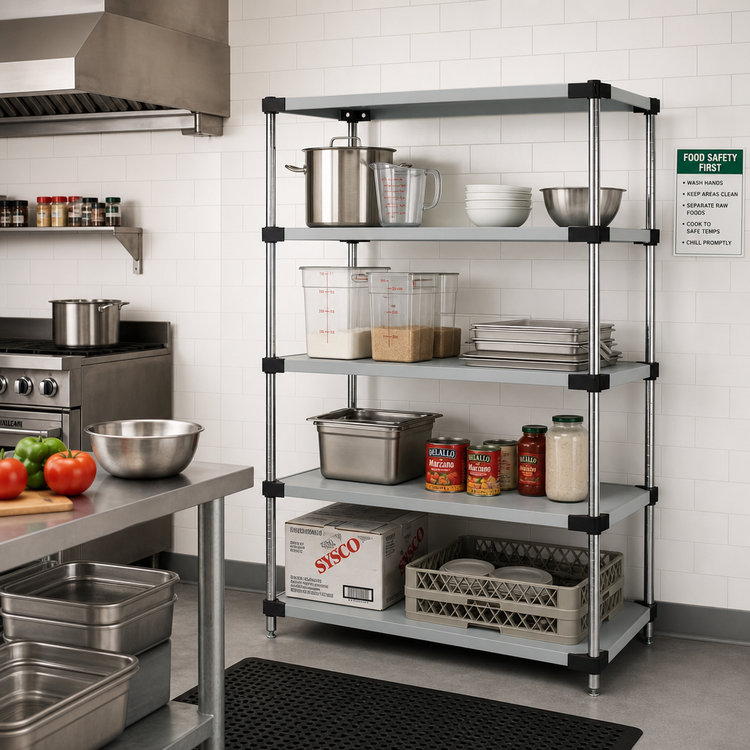 Product image #2 for Quantum 4-Shelf Solid Stainless Steel Shelving Starter Kit, 60 x 18 x 54 Inches