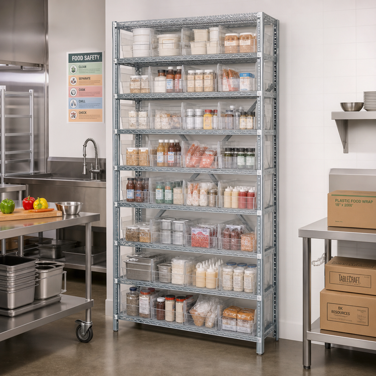 Product image #2 for Quantum 36"W x 12"D x 75"H Heavy Duty Stationary Wire Shelving Unit with 10 Shelves and 36 Clear Bins