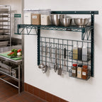 Thumbnail image #2 for Quantum Store Grid SGK-401836-1P Medium-Duty Wall-Mounted Shelving Starter Kit with Grid Panel, Green Epoxy Antimicrobial Finish