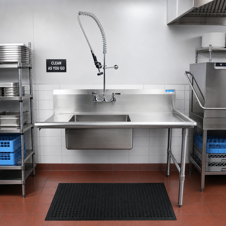 Product image #2 for 60 Inch Straight Right-to-Left Stainless Steel Soiled Dish Table with Pre-Rinse Sink