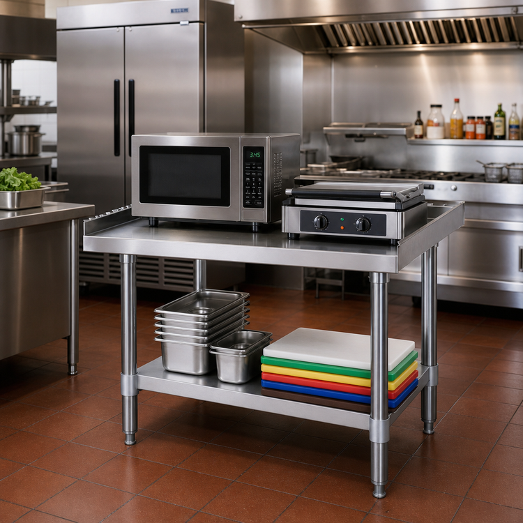 Product image #2 for Turbo Air 30 x 12 Inch 18-Gauge Stainless Steel Top Equipment Stand with Galvanized Base and Undershelf