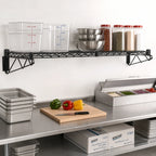 Thumbnail image #2 for Quantum WDWB1272BK Wall-Mount Cantilever Single Wire Shelf, 72 x 12 Inches, Black Epoxy Antimicrobial Finish