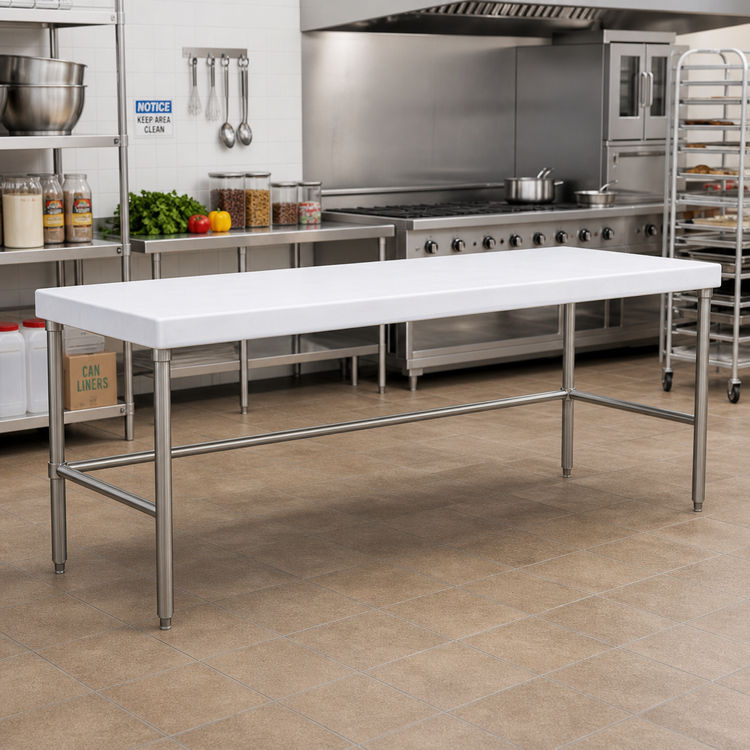 Product image #2 for Advance Tabco Poly-Vance 108-Inch x 24-Inch Poly Top Work Table with Stainless Steel Base, 5/8-Inch Thick