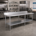 Thumbnail image #2 for John Boos Stallion 144-Inch x 30-Inch Stainless Steel Top Work Table with 5-Inch Backsplash