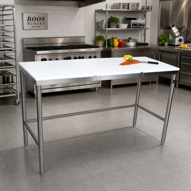 Product image #2 for John Boos 36 Inch x 24 Inch Reversible 3/4 Inch Poly Top Trimming Table with Stainless Steel Legs