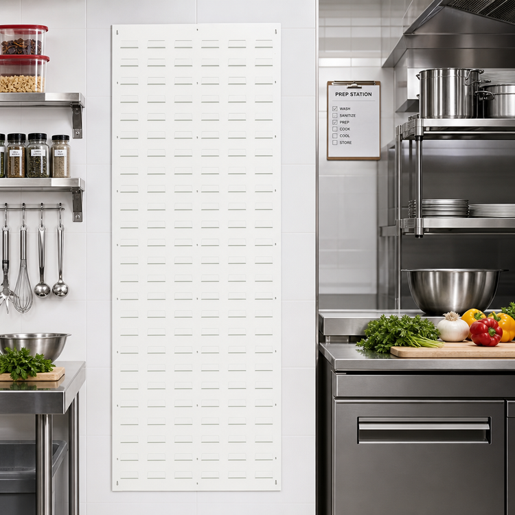 Product image #2 for Quantum Wall-Mounted Louvered Panel Starter Unit, 18 x 61 Inches, Oyster White Enamel