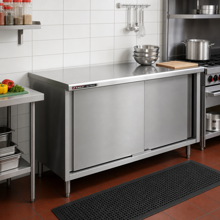 Product image #2 for Eagle Spec-Master 84-Inch x 24-Inch Enclosed Base Work Table with Sliding Doors and Stainless Steel Top
