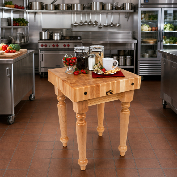 Product image #2 for Saratoga Farm Butcher Block Work Table with 4-Inch End Grain Maple Top, 30 x 24 x 32 Inches