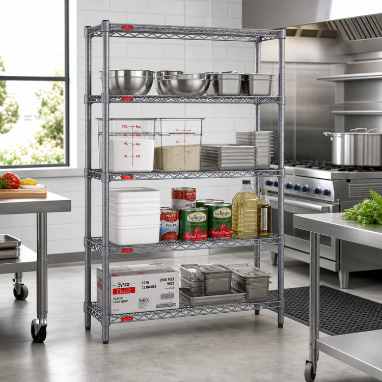 Product image #2 for Eagle Valu-Master 4-Tier Starter Wire Shelving Unit, 30 x 21 x 63 Inches, Pewter Gray Epoxy Finish