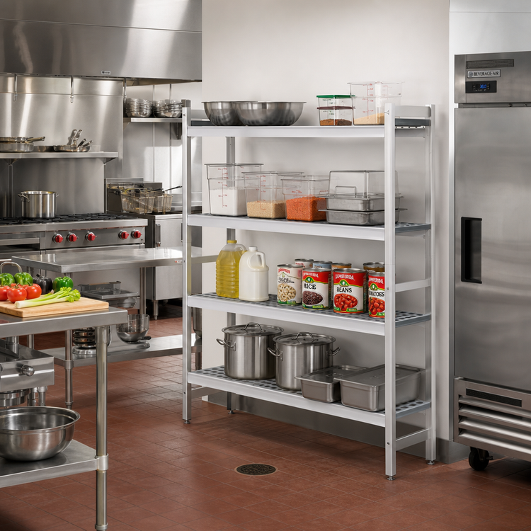 Product image #2 for Fermostock 4-Tier Starter Shelving Unit, 47"W x 18"D x 83"H, Perforated Anodized Aluminum