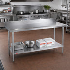 Thumbnail image #2 for Duke Manufacturing 314-24120-5R 120-Inch x 24-Inch 14-Gauge 300 Series Stainless Steel Work Table with 5-Inch Riser and Galvanized Undershelf