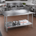 Thumbnail image #2 for Duke 120-Inch x 24-Inch 14-Gauge 300 Series Stainless Steel Work Table with 5-Inch Riser and Galvanized Undershelf