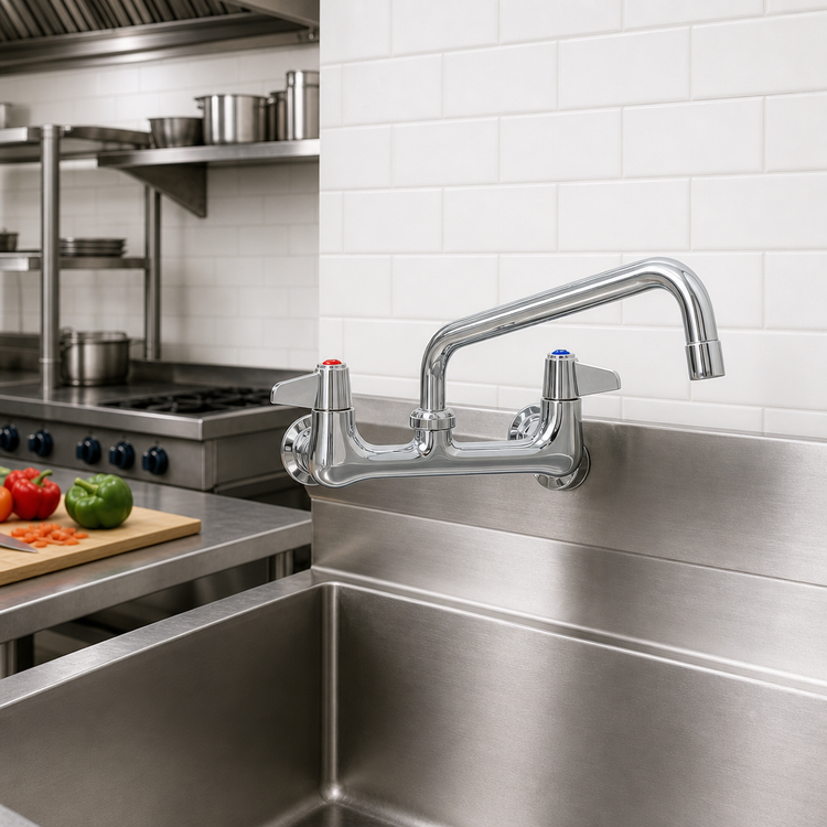 Product image #2 for T&S Brass equip 8-Inch Wall Mount Mixing Faucet with 6-Inch Swing Nozzle