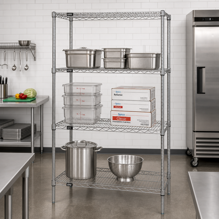 Product image #2 for Quantum 60" W x 14" D x 74" H Stainless Steel Wire Shelving Starter Kit