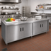 Thumbnail image #2 for Advance Tabco Special Value 84-Inch x 24-Inch Cabinet Base Work Table with 16 Gauge 304 Stainless Steel Top, Mid-Shelf, and Hinged Doors