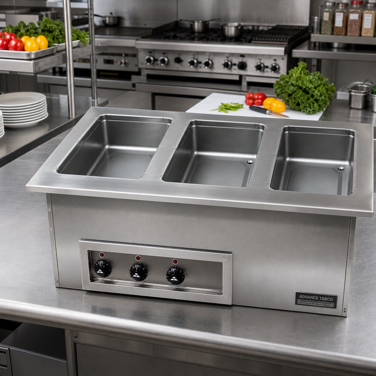 Product image #2 for Advance Tabco Triumph Supreme Drop-In Electric Hot Food Well Unit with 3 Sealed Wells, 208/240V