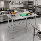 Thumbnail image #2 for John Boos Stallion ST4R1.5-2472SBK 72 x 24-Inch 14-Gauge 300 Series Stainless Steel Open Base Work Table with 1-1/2-Inch Rear Up-Turn