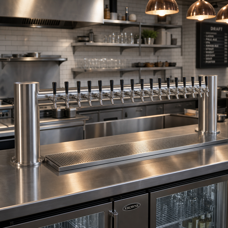 Product image #2 for Krowne Max-H Style Countertop 16-Faucet Glycol-Cooled Stainless Steel Beer Tower