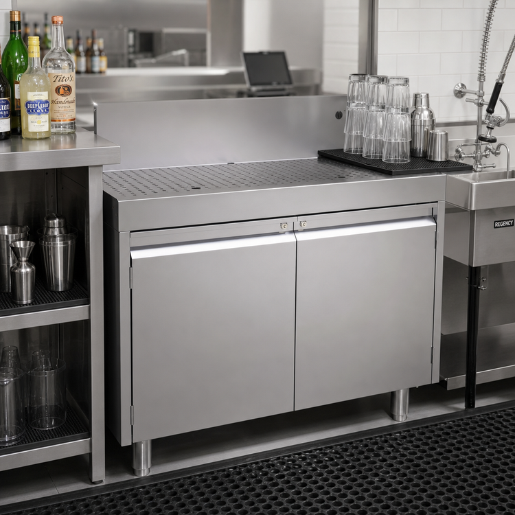 Product image #2 for CHOICE Underbar Drainboard Cabinet, 36-Inch Wide x 24-Inch Deep, 2 Hinged Doors, Enclosed Cabinet Base