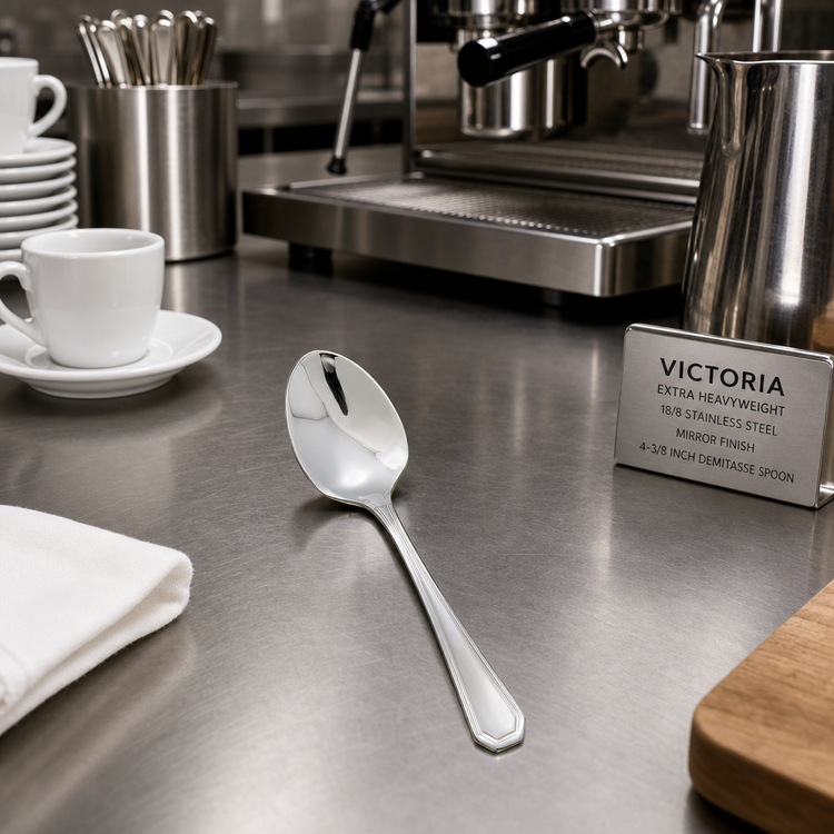 Product image #3 for Victoria Extra Heavyweight Demitasse Spoon, 4-3/8 Inch, 18/8 Stainless Steel, Mirror Finish
