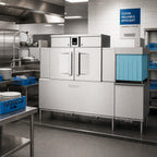 Thumbnail image #2 for Hobart Warewash - Flow CL86C-BAS+BUILDUP 2-Tank Conveyor Dishwasher, 342 Racks/Hour, Touchscreen Controls, Corner Scraper