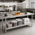 Thumbnail image #2 for Advance Tabco 108 Inch x 24 Inch 14 Gauge 304 Stainless Steel Flat Top Work Table with Adjustable Undershelf