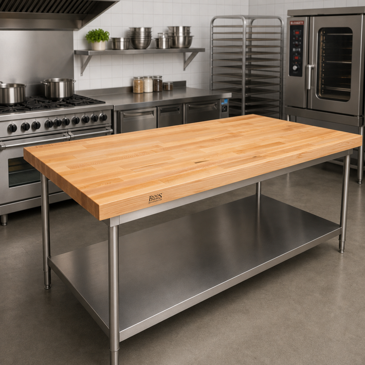 Product image #2 for John Boos 96 Inch x 36 Inch Wood Work Table Top, Edge Grain Flat Top, 2-1/4 Inch Thick, Northern Hard Rock Maple, Penetrating Oil Finish