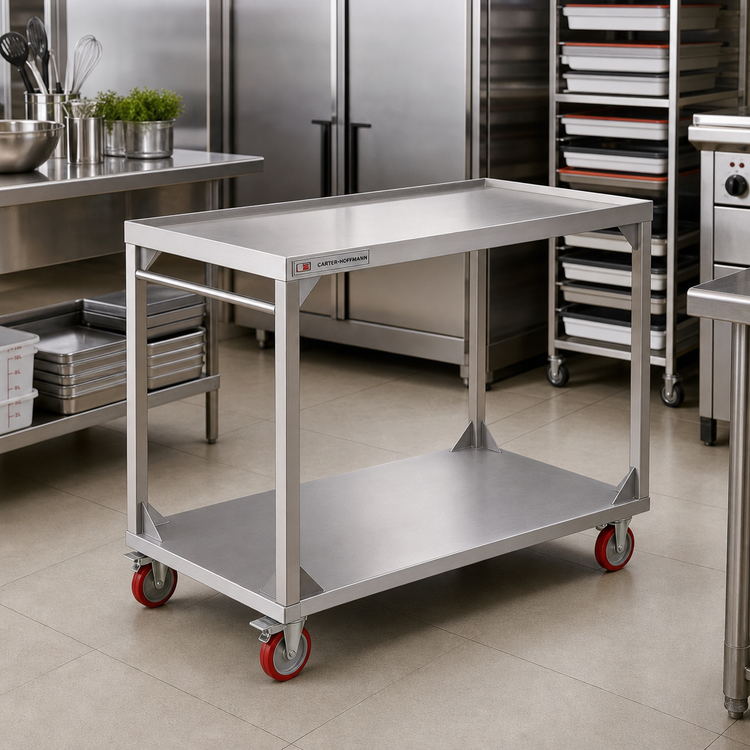 Product image #2 for Carter-Hoffmann TT84 Extra-Long Two-Shelf Stainless Steel Tray Transport Cart for 72-84 Omni Insulated Trays