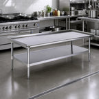 Thumbnail image #2 for Eagle Group T3060GS 60-3/8" Stainless Steel Griddle/Equipment Stand with Open Galvanized Base, 16-Gauge Top and Adjustable Undershelf