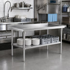 Thumbnail image #2 for Klinger's Trading DST3061 61 x 30 Inch 16-Gauge Stainless Steel Dish Sorting Table with Undershelf, No Backsplash